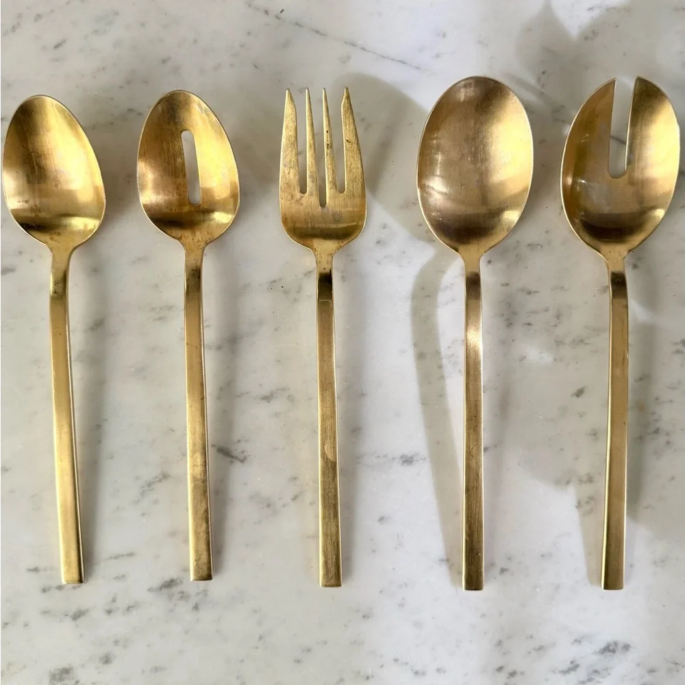 ‼️LAST CHANCE‼️ West Elm Gold Flatware Serving Set, TWO Sets, 5 PIECES